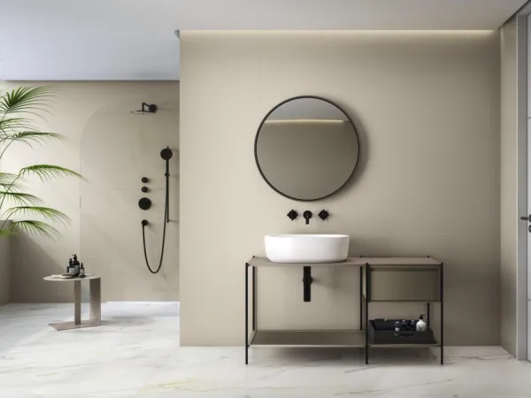 Baño con azulejos efecto monocolor, colección Tonality de Ape