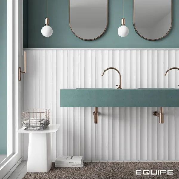 Baño con azulejos efecto monocolor, colección Vibe de Equipe
