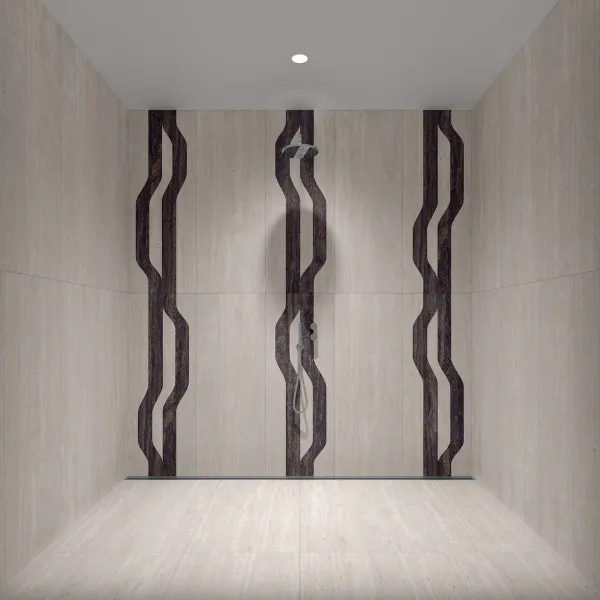 Baño con azulejos efecto piedra, colección Travertino de Apavisa