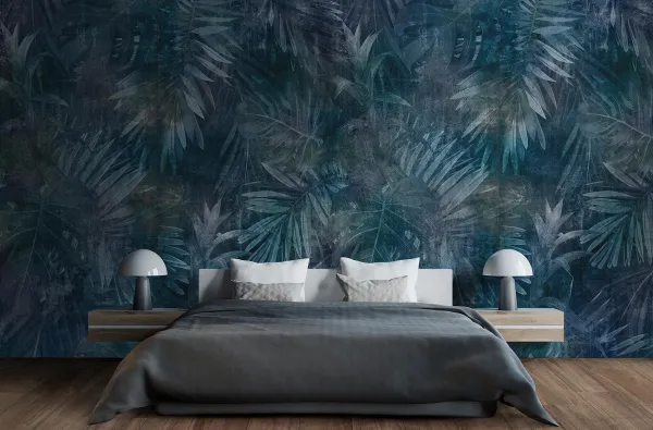 Espacio de la casa con azulejos efecto botánico en tonos fríos, colección Phoenix de Arklam