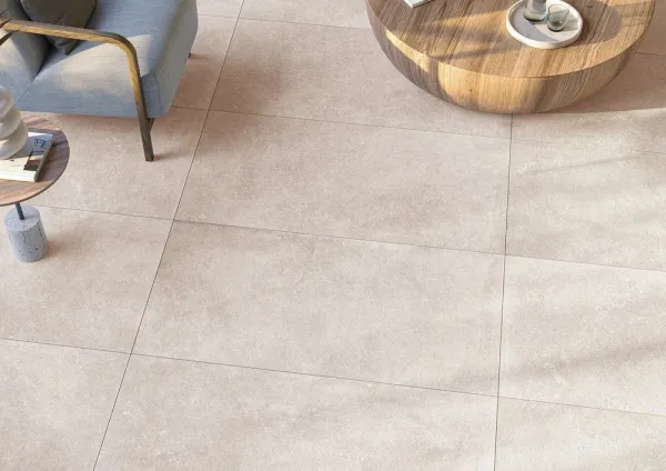 Espacio de la casa con azulejos efecto cemento en tonos cálidos, colección Arduin de Metropol