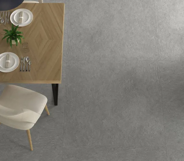 Espacio de la casa con azulejos efecto cemento en tonos neutros, colección Infinity de Ecoceramic