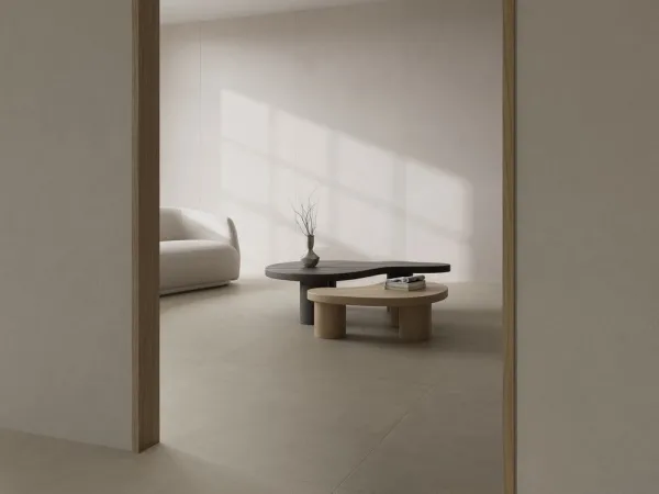Espacio de la casa con azulejos efecto cemento en tonos cálidos, colección Level de Argenta