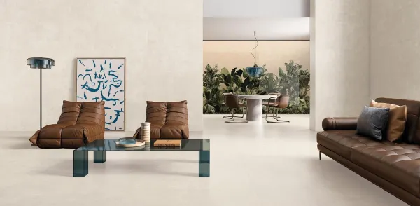 Espacio de la casa con azulejos efecto cemento, colección Maó de Navarti