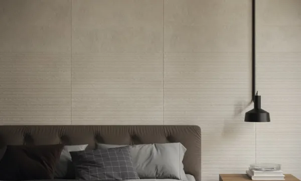 Espacio de la casa con azulejos efecto cemento en tonos cálidos, colección Midtown de Cifre