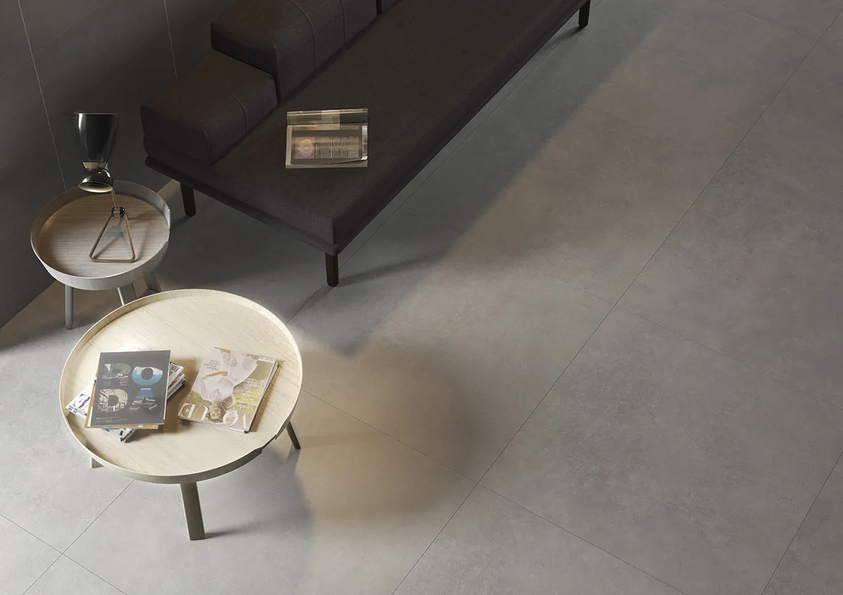 Espacio de la casa con azulejos efecto cemento en tonos neutros, colección Tanum - musson de Argenta