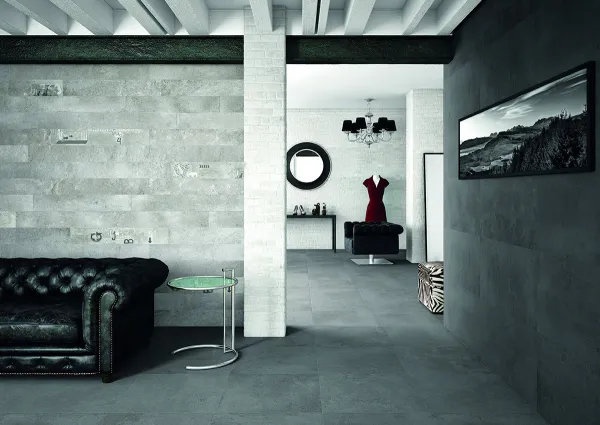 Espacio de la casa con azulejos efecto cemento, colección Traffic de Cifre