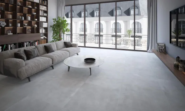 Espacio de la casa con azulejos efecto cemento en tonos neutros, colección Walmer de TAU ceràmica