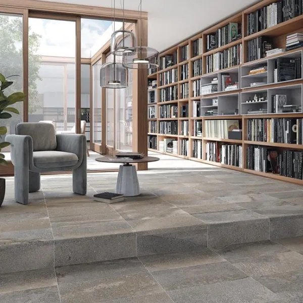 Espacio de la casa con azulejos efecto hidráulico, colección Bali de Vives