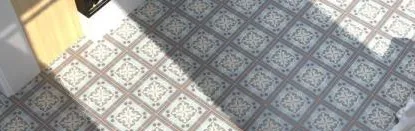 Espacio de la casa con azulejos efecto hidráulico, colección Bel histoire de Revoir Paris