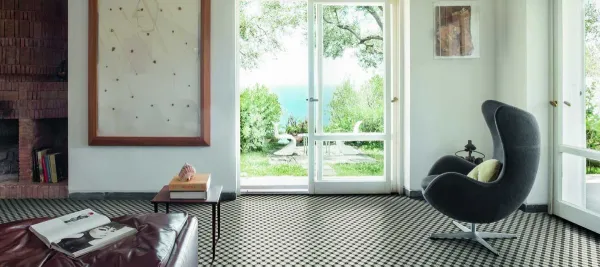 Espacio de la casa con azulejos efecto hidráulico, colección D_segni de Marazzi