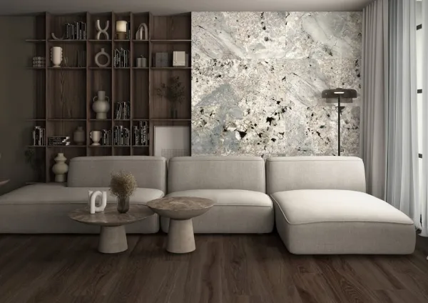 Espacio de la casa con azulejos efecto madera, colección Albar de TAU ceràmica