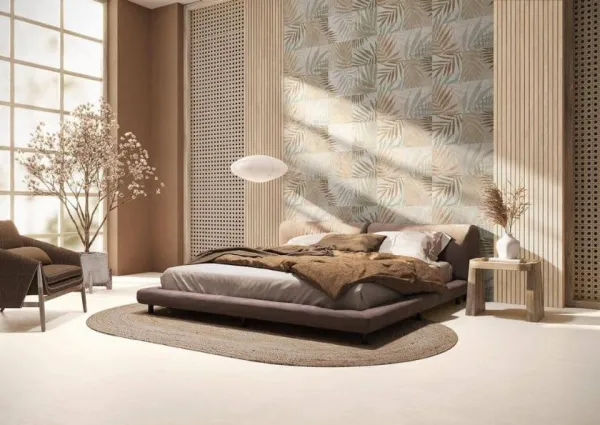 Espacio de la casa con azulejos efecto madera en tonos cálidos, colección Kenzo - kaoru de Colorker