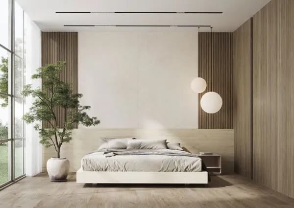 Espacio de la casa con azulejos efecto madera en tonos cálidos, colección Tokyo de Durstone