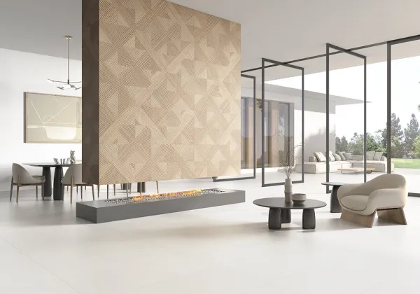 Espacio de la casa con azulejos efecto madera, colección Wood story de Colorker
