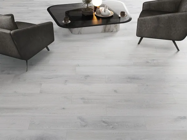 Espacio de la casa con azulejos efecto madera en tonos neutros, colección Woodfeel de Metropol