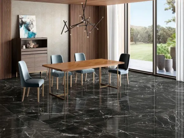 Espacio de la casa con azulejos efecto mármol, colección Agata de Durstone