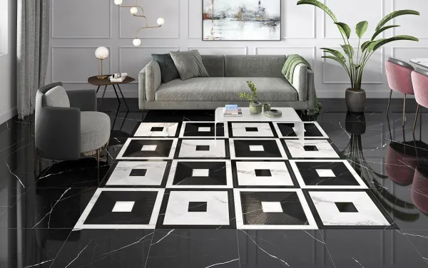 Espacio de la casa con azulejos efecto mármol en tonos neutros, colección Insignia de Colorker