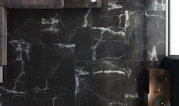 Espacio de la casa con azulejos efecto mármol en tonos neutros, colección New ice de Fanal