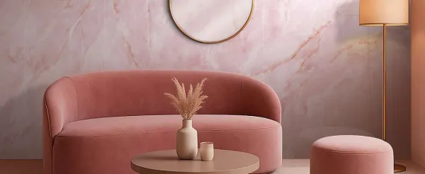 Espacio de la casa con azulejos efecto mármol en tonos cálidos, colección Spectrum de House Elements