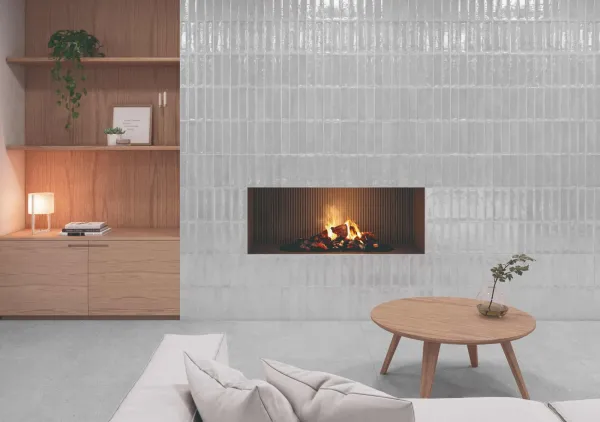 Espacio de la casa con azulejos efecto monocolor, colección Bari de Harmony