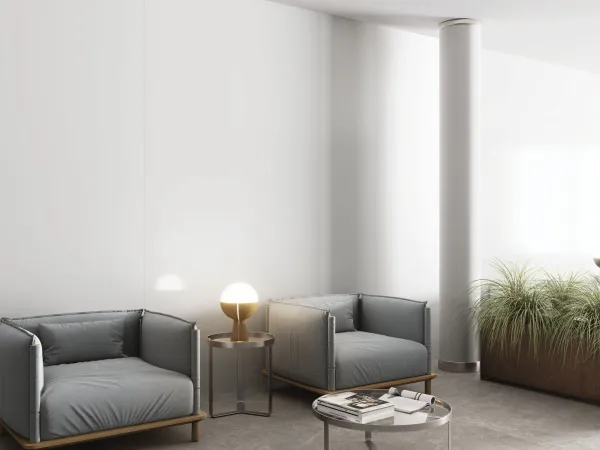 Espacio de la casa con azulejos efecto monocolor en tonos neutros, colección Blanco de Baldocer