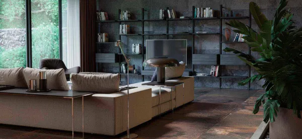 Espacio de la casa con azulejos efecto monocolor, colección Corten de Aparici