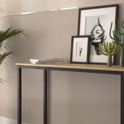 Espacio de la casa con azulejos efecto monocolor en tonos cálidos, colección Costa nova de Equipe