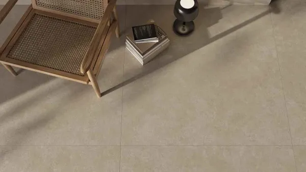 Espacio de la casa con azulejos efecto monocolor en tonos cálidos, colección Origin de Fanal