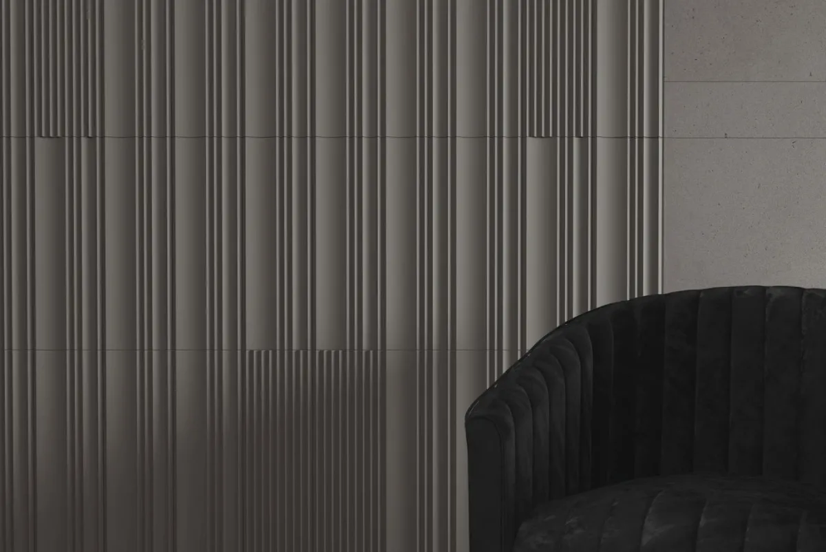 Espacio de la casa con azulejos efecto monocolor en tonos neutros, colección Tornares de TAU ceràmica