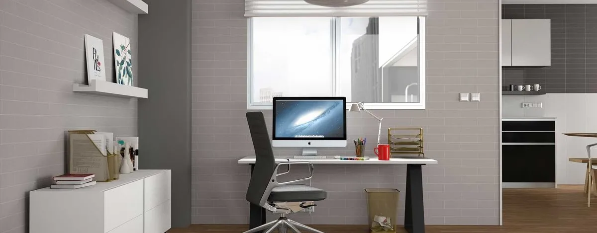 Espacio de la casa con azulejos efecto monocolor en tonos neutros, colección Urban de Pissano