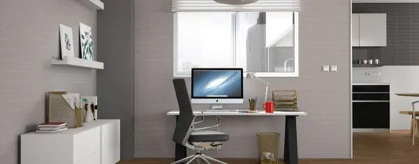 Espacio de la casa con azulejos efecto monocolor en tonos neutros, colección Urban de Pissano