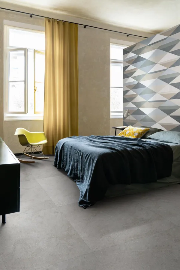 Espacio de la casa con azulejos efecto monocolor en tonos neutros, colección White deco de Marazzi