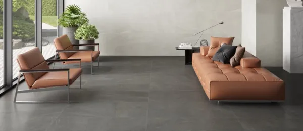 Espacio de la casa con azulejos efecto piedra en tonos neutros, colección Bellevue de STN