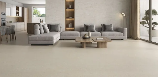 Espacio de la casa con azulejos efecto piedra, colección Calcare de TAU ceràmica