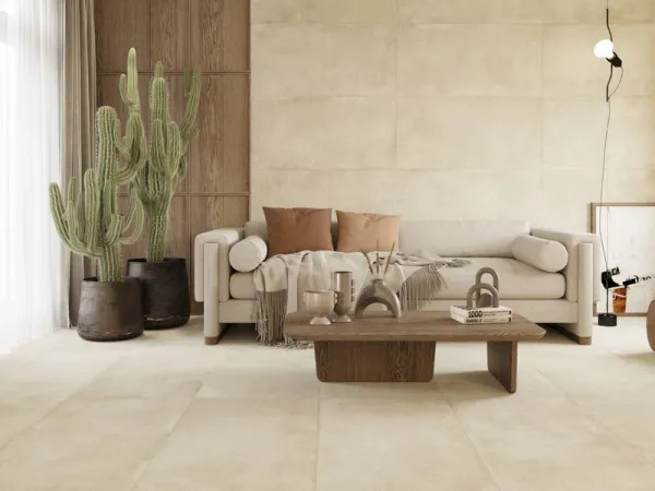 Espacio de la casa con azulejos efecto piedra en tonos cálidos, colección Dakota de Durstone