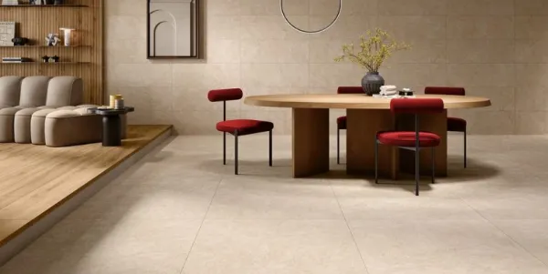 Espacio de la casa con azulejos efecto piedra en tonos cálidos, colección Élan de Love Tiles