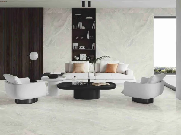 Espacio de la casa con azulejos efecto piedra en tonos neutros, colección Electra de Baldocer