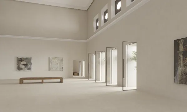 Espacio de la casa con azulejos efecto piedra en tonos cálidos, colección Ghent de Peronda