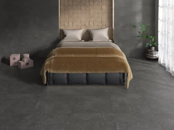 Espacio de la casa con azulejos efecto piedra en tonos neutros, colección Grain stone de Navarti