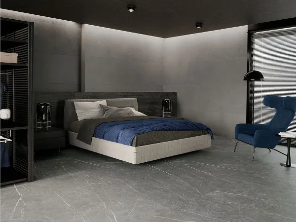 Espacio de la casa con azulejos efecto piedra en tonos neutros, colección Integra de TAU ceràmica