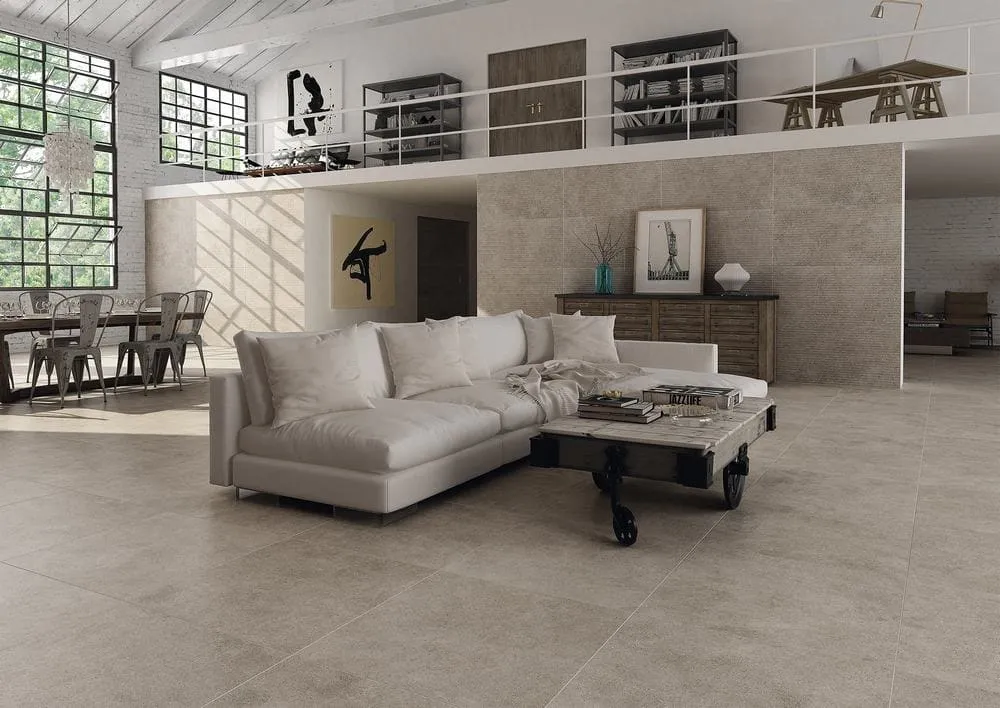 Espacio de la casa con azulejos efecto piedra, colección Livermore de ROCERSA
