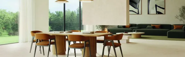 Espacio de la casa con azulejos efecto piedra, colección Madison de Keratile