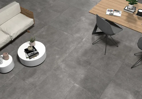 Espacio de la casa con azulejos efecto piedra en tonos neutros, colección Newton de Ecoceramic