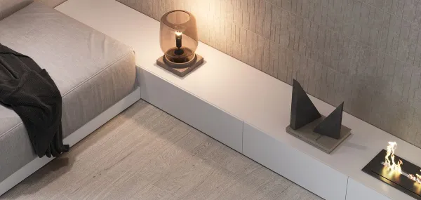 Espacio de la casa con azulejos efecto piedra, colección Olatua de TAU ceràmica