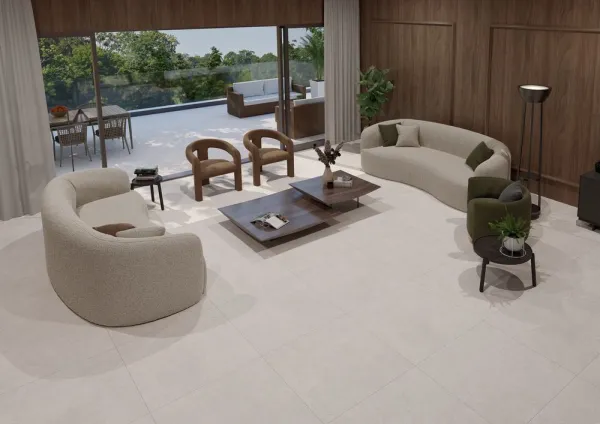 Espacio de la casa con azulejos efecto piedra, colección Savoy de Mayor