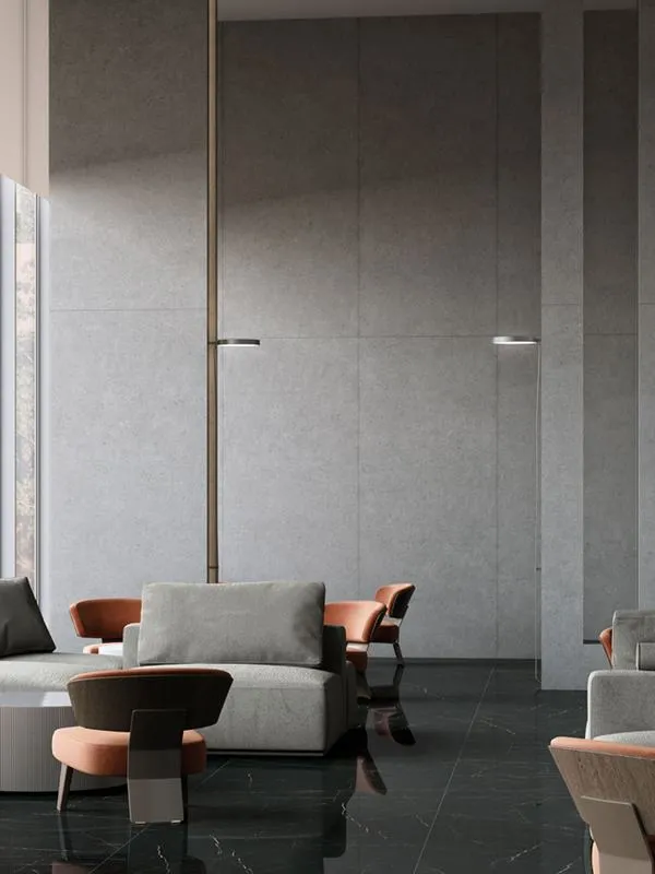 Espacio de la casa con azulejos efecto piedra en tonos neutros, colección Somport de Durstone
