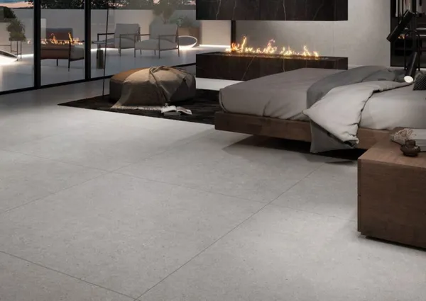 Espacio de la casa con azulejos efecto piedra en tonos neutros, colección Somport de Durstone