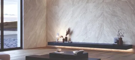 Espacio de la casa con azulejos efecto piedra, colección Strond de Museum