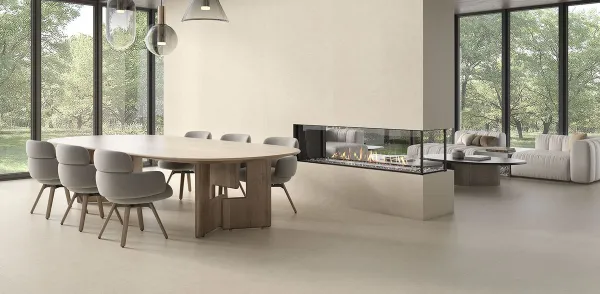 Espacio de la casa con azulejos efecto piedra, colección Vincen de Geotiles